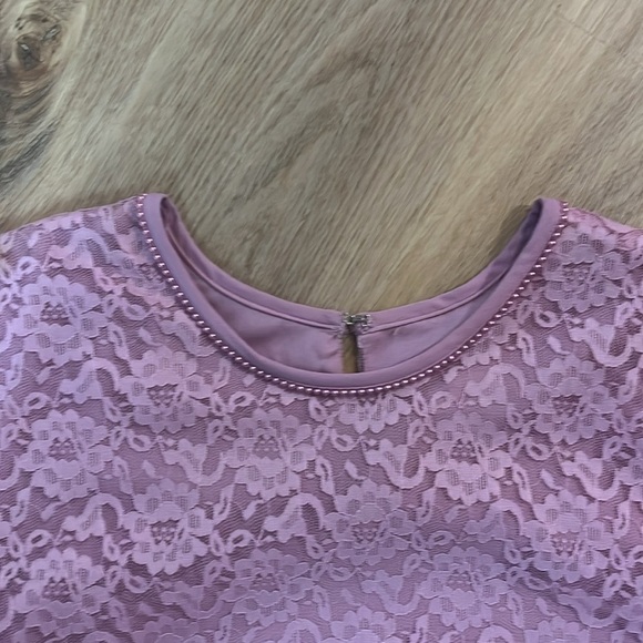 Gorgeous 80s Vintage Shift Lace Pleated Hem Short Sleeve Plus Size Dress 24 - Picture 4 of 8